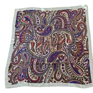 Oscar de la Renta Silk Scarf Paisley Print Red Blue Green Cream Luxury Accessory